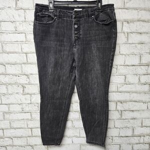 M Jeans Women's Black Jegging Button Fly Size L Short Stretchy